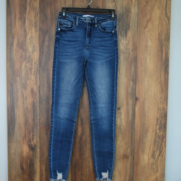 KanCan High Rise Dark Ripped Hem Skinny Jeans 25  -mw9f - Picture 2 of 6